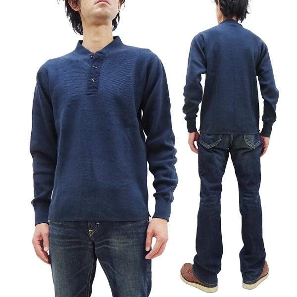 バズリクソンズ BR68130 サーマル ヘンリーネック 長袖Tシャツ 無地 メンズ ワッフル ロンtee ネイビー 新品の通販は