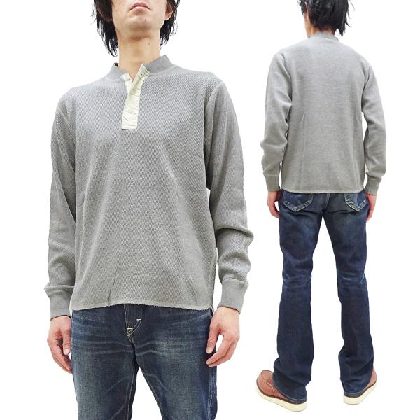 バズリクソンズ BR68130 サーマル ヘンリーネック 長袖Tシャツ 無地 メンズ ワッフル ロンtee グレー 新品