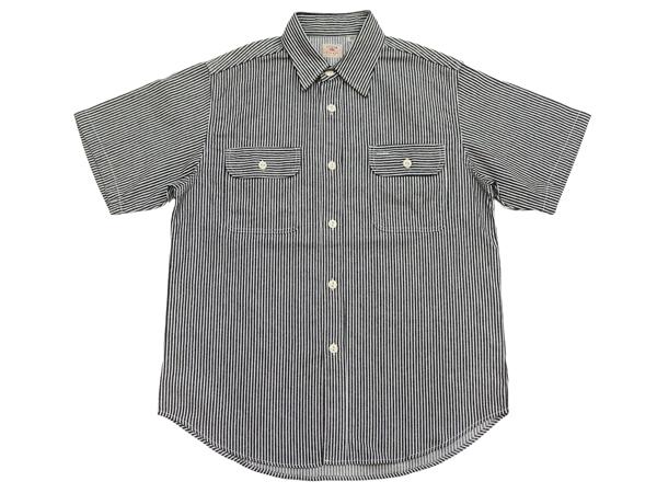 シュガーケーン SC37944 ヒッコリーストライプ ワークシャツ Sugar Cane メンズ 半袖シャツ ブラック 新品_2