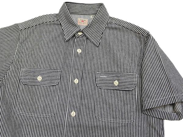 シュガーケーン SC37944 ヒッコリーストライプ ワークシャツ Sugar Cane メンズ 半袖シャツ ブラック 新品_3
