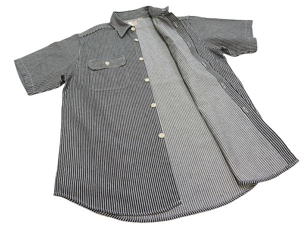 シュガーケーン SC37944 ヒッコリーストライプ ワークシャツ Sugar Cane メンズ 半袖シャツ ブラック 新品_6