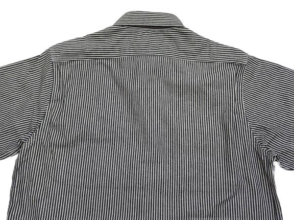 シュガーケーン SC37944 ヒッコリーストライプ ワークシャツ Sugar Cane メンズ 半袖シャツ ブラック 新品_9