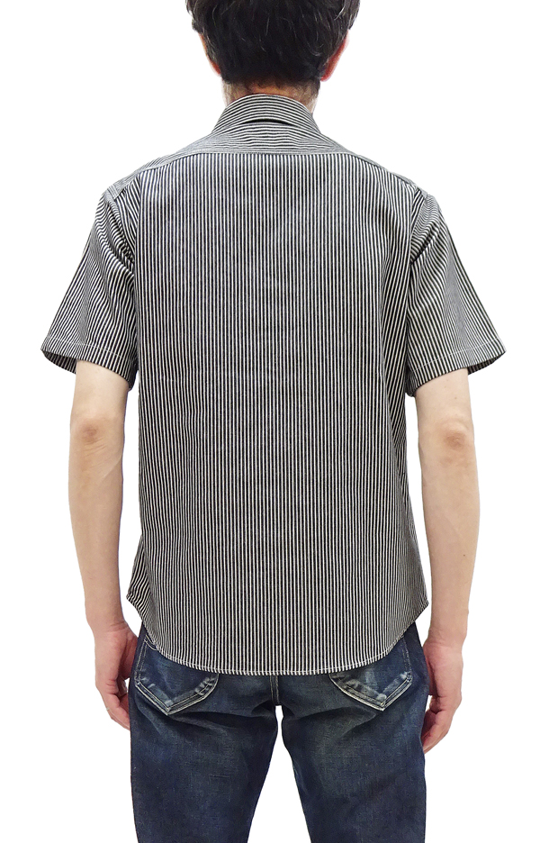 シュガーケーン SC37944 ヒッコリーストライプ ワークシャツ Sugar Cane メンズ 半袖シャツ ブラック 新品_11