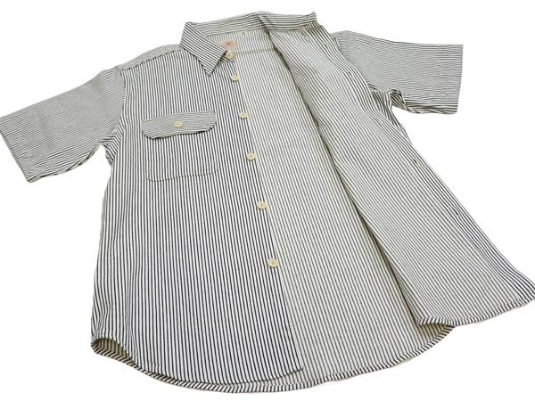 シュガーケーン SC37944 ヒッコリーストライプ ワークシャツ Sugar Cane メンズ 半袖シャツ オフ白 新品_6