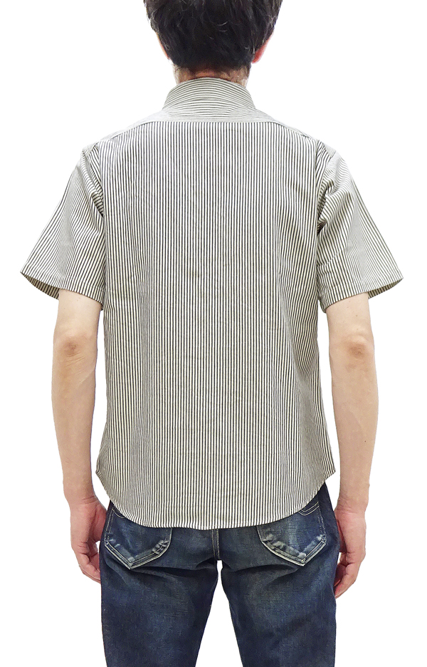 シュガーケーン SC37944 ヒッコリーストライプ ワークシャツ Sugar Cane メンズ 半袖シャツ オフ白 新品_11