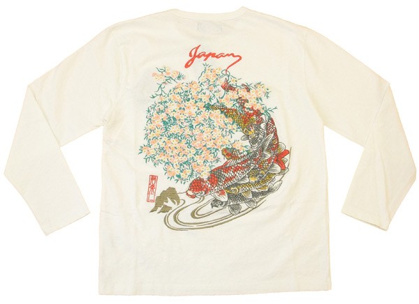 イオラニ 長袖Tシャツ 居楽仁 iolani 総刺繍 和柄ロンtee 輪桜錦鯉柄