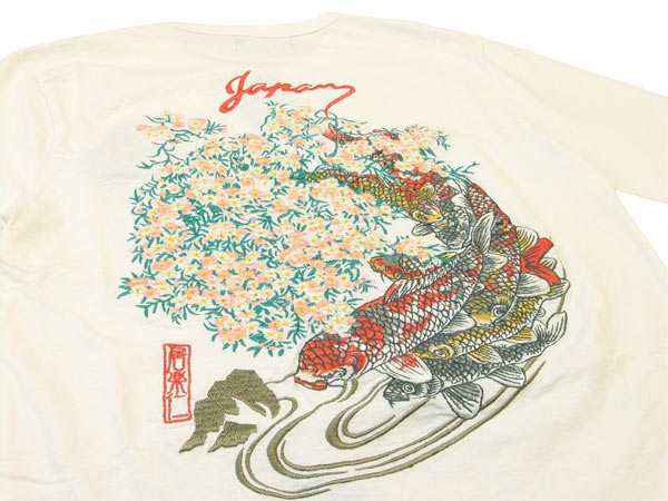 イオラニ 長袖Tシャツ 居楽仁 iolani 総刺繍 和柄ロンtee 輪桜錦鯉柄