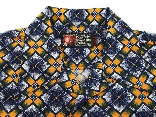 MWS オープンシャツ 80's 幾何学模様 メンズ 半袖シャツ 1514002 #77ネイビー 新品_4