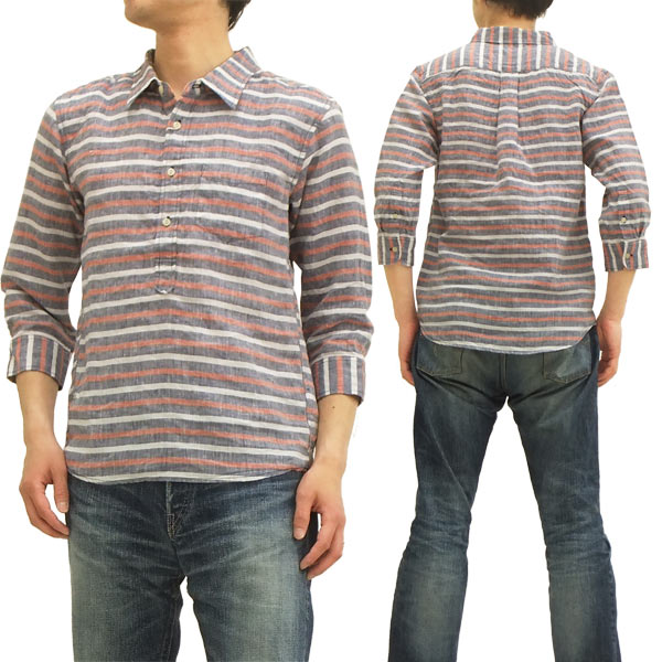 エターナル プルオーバー ボーダー 七分袖シャツ リネン 麻素材 メンズ 7分袖 ネイビー レッド 新品の通販はau Wowma 服屋アットマート