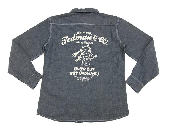 テッドマン シャンブレー ワークシャツ TSHB-1100NV TEDMAN エフ商会 メンズ 長袖シャツ 新品_2