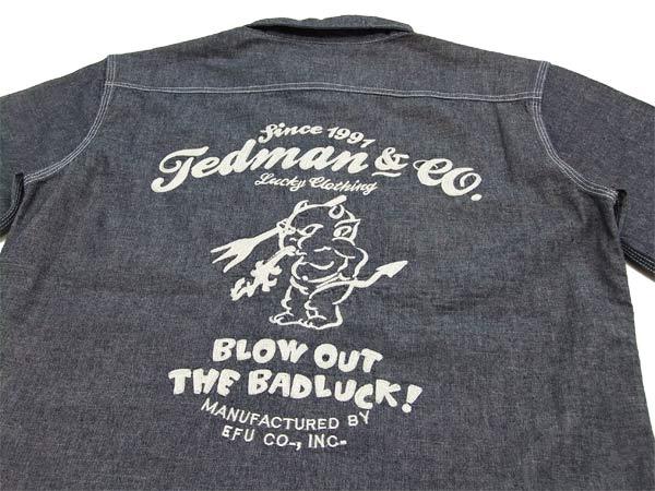 テッドマン シャンブレー ワークシャツ TSHB-1100NV TEDMAN エフ商会 メンズ 長袖シャツ 新品_3