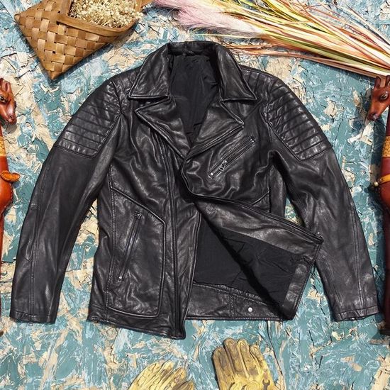 送料無料　少量生産★ヴィンテージスタイル ライダースジャケット　本革 レザージャケット　メンズ/革ジャン/皮ジャン　羊革 シープスキン　ライダースジャケット　ブラック【代引き不可商品】