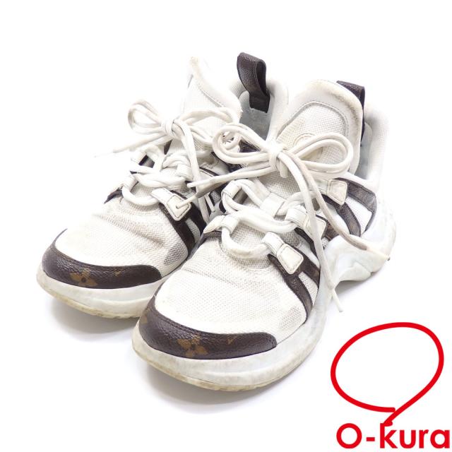 中古 ルイ ヴィトン LV アークライト ライン スニーカー レディース ブロン 23.5cm 36 1/2 パテントモノグラムキャンバス