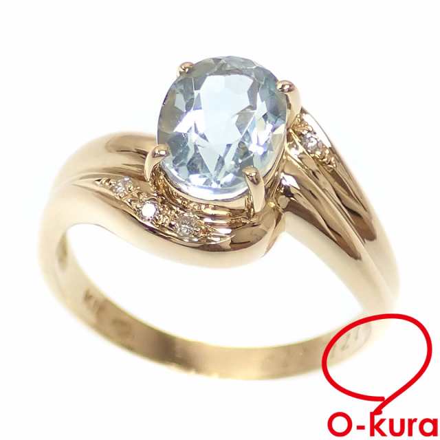 中古 ジュエリーマキ アクアマリン ダイヤモンド リング レディース K18YG 12号 A1.71ct/D0.03ct 3.5g 指輪 18金  イエローゴールド｜au PAY マーケット