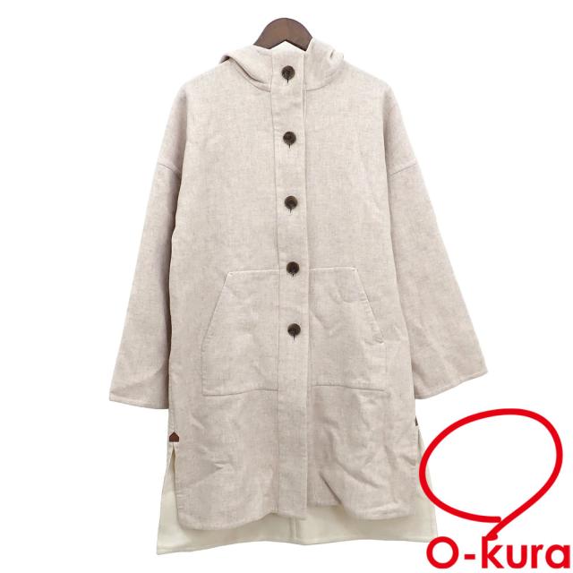 中古 モラビト ロングコート レディース 長袖 フード付き ウール他 ベージュ系 サイズ38 2185-21506 古着 アパレルの通販は