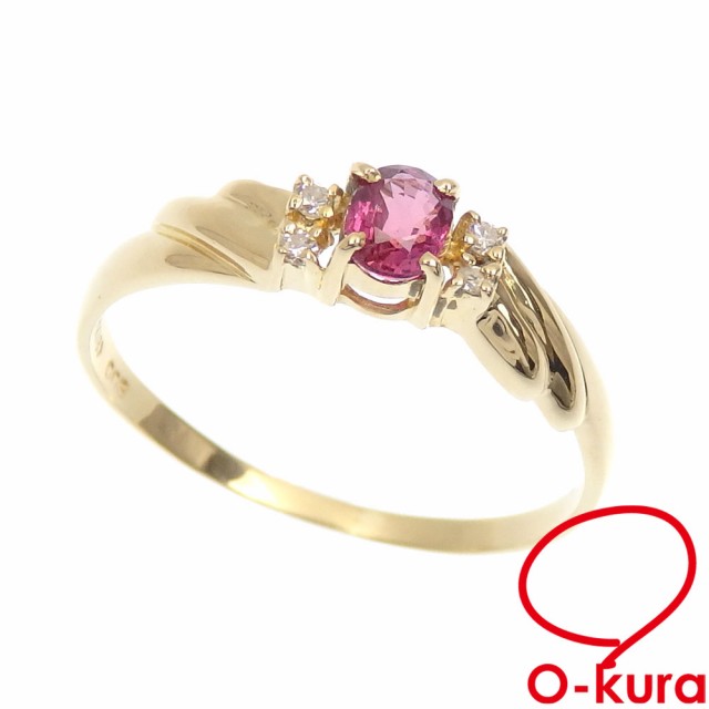 中古 ルビー ダイヤモンド リング レディース K18YG 15.5号 0.03ct 1.5