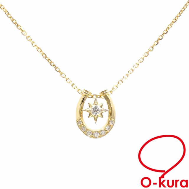 中古 ダイヤモンド ホースシュー ネックレス レディース K18YG 0.21ct