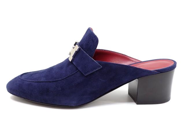 中古 エルメス パラディ ミュール レディース アーモンドトゥ スエード他 ブルー系 24.5cm 38 172104Z サンダル 古着 アパレル