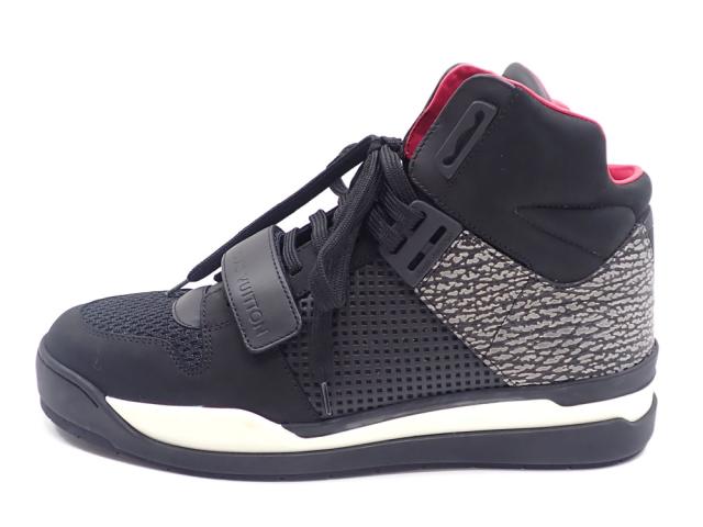 中古 ルイ・ヴィトン スニーカー メンズ レザー ハイカット ブラック 黒 サイズ6 25.0cm 古着 アパレル