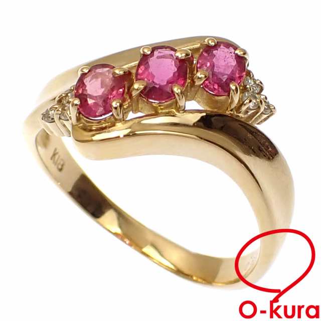 中古 ルビー ダイヤモンド リング レディース K18YG 12.5号 0.65ct/D0.05ct 3.3g 指輪 750 18金