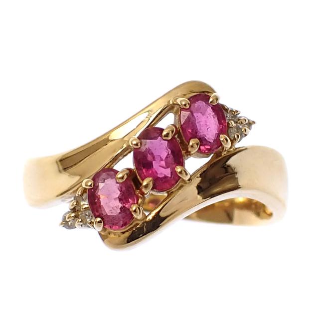ルビー ダイヤモンド リング レディース K18YG 12.5号 0.65ct/D0.05ct 