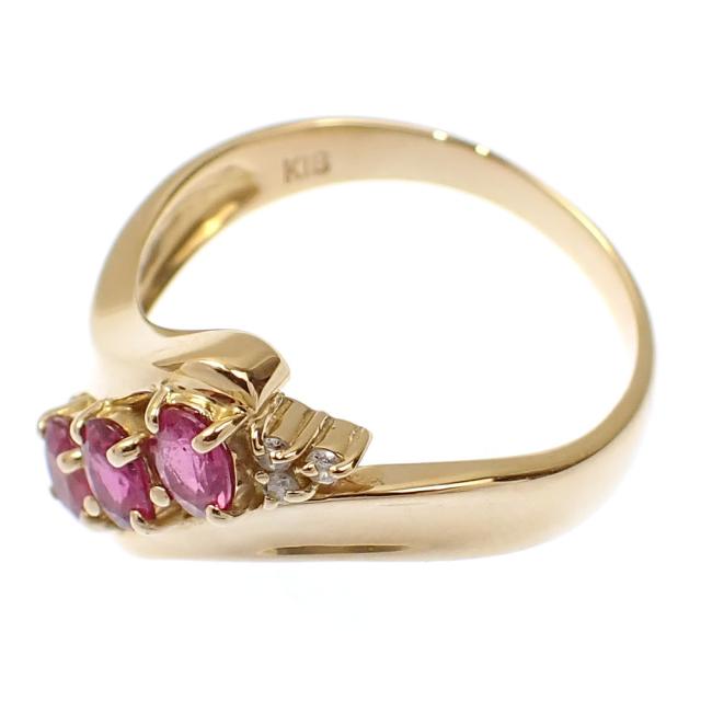 ルビー ダイヤモンド リング レディース K18YG 12.5号 0.65ct/D0.05ct 