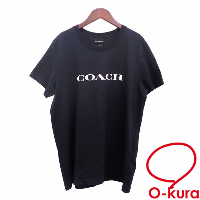 中古 コーチ エッセンシャル Tシャツ レディース 半袖 クルーネック コットン ブラック 黒 LARGE 180/106A C8786 ロゴ 古着 アパレル トップス