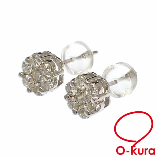 中古 ダイヤモンド ピアス レディース K18WG 0.30ct/0.30ct 1.6g 750 18金