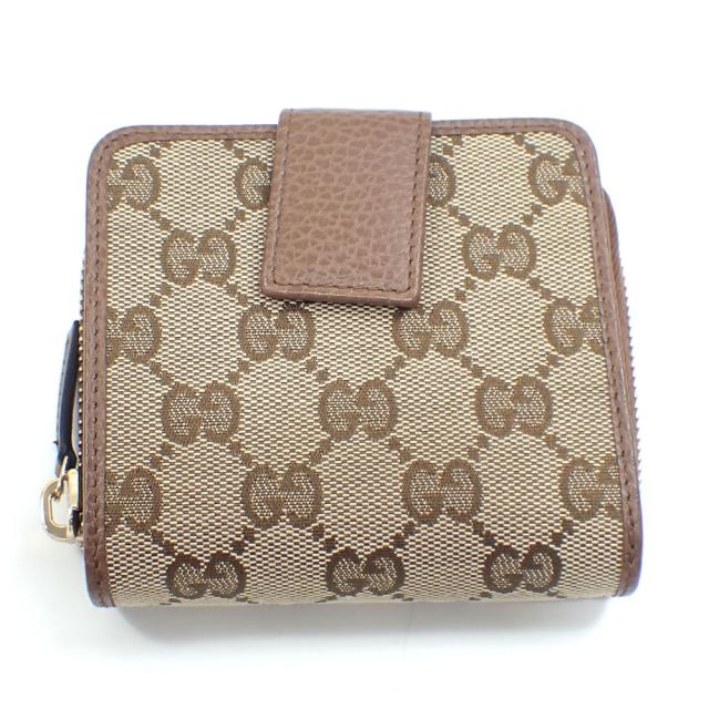 GUCCI✨グッチ　二つ折り財布　GGキャンバス ベージュ×ブラウン　コンパクト GUCCI グッチ 二つ折り財布 GGスプリーム GGスプリーム
