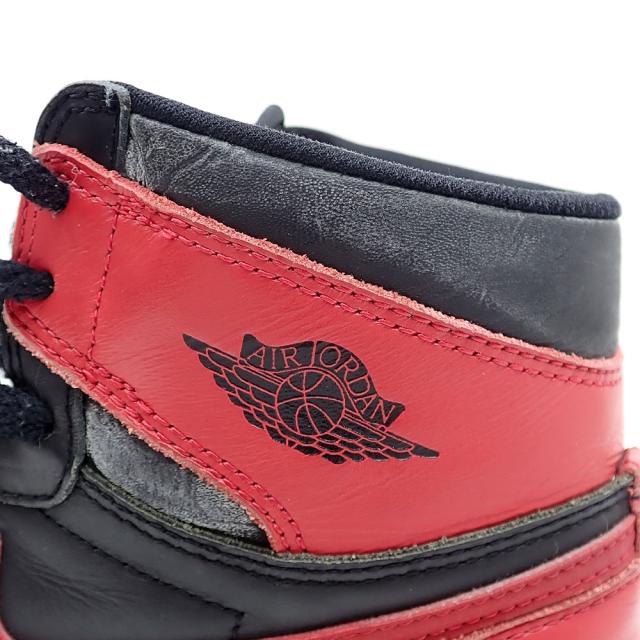 中古 ナイキ スニーカー AIR JORDAN 1 94年復刻 メンズ ハイカット レザー レッド ブラック 26.5cm 130207-061 エアジョーダン1 社外中敷き 古着 アパレル