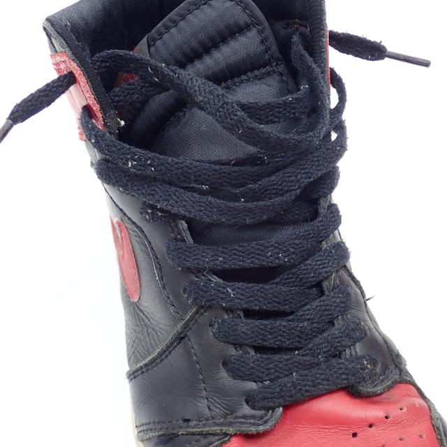 中古 ナイキ スニーカー AIR JORDAN 1 94年復刻 メンズ ハイカット レザー レッド ブラック 26.5cm 130207-061 エアジョーダン1 社外中敷き 古着 アパレル