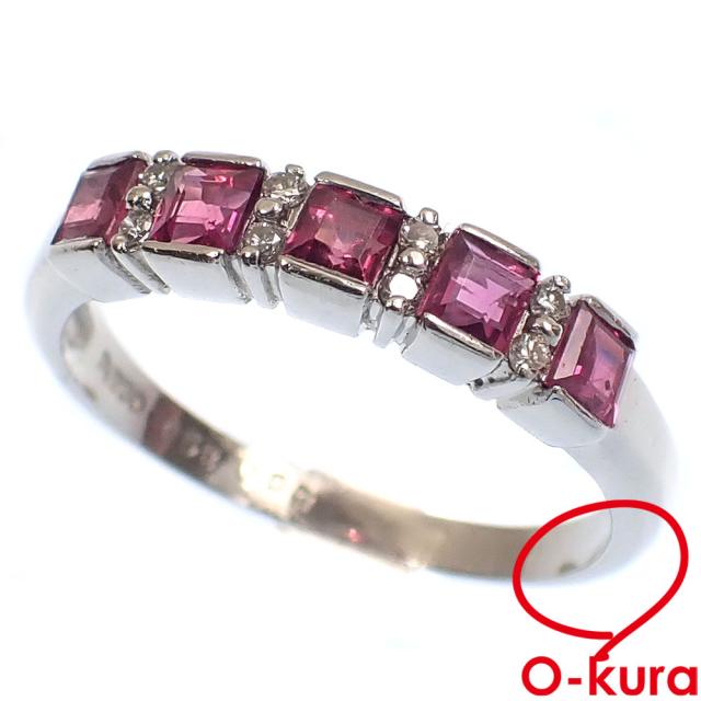 中古 ルビー ダイヤモンド リング レディース Pt900 11号 0.58ct/0.07ct 2.9g プラチナの通販は