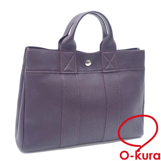 ヒロフ HIROFU レザー パープル 紫 トート ハンド バッグ レディース  