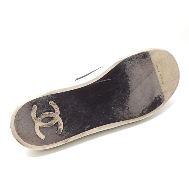 中古 シャネル スリッポン レディース レザー ホワイト ブラック 23.0cm 36 バイカラー モノトーン 古着 アパレル