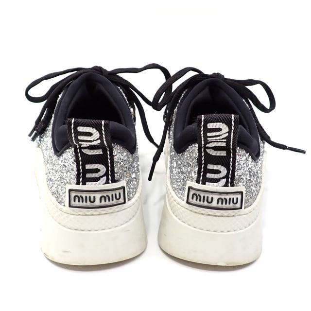 中古 ミュウミュウ スニーカー レディース グリッター レザー シルバー 23.0cm 36 ロゴベルト ローカット 古着 アパレル