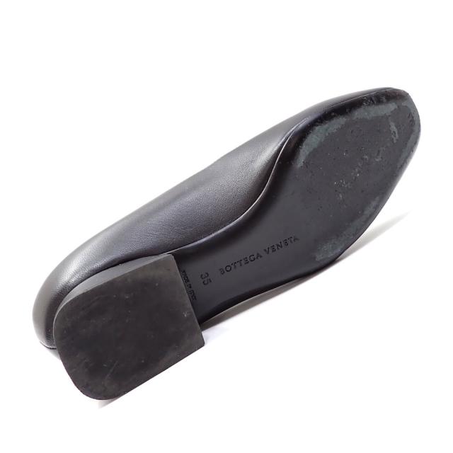 中古 ボッテガ ヴェネタ パンプス レディース レザー ブラック 黒 22.0cm 35 イントレチャート 編み込み ローヒール アーモンドトゥ 古着 アパレル