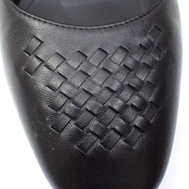 中古 ボッテガ ヴェネタ パンプス レディース レザー ブラック 黒 22.0cm 35 イントレチャート 編み込み ローヒール アーモンドトゥ 古着 アパレル