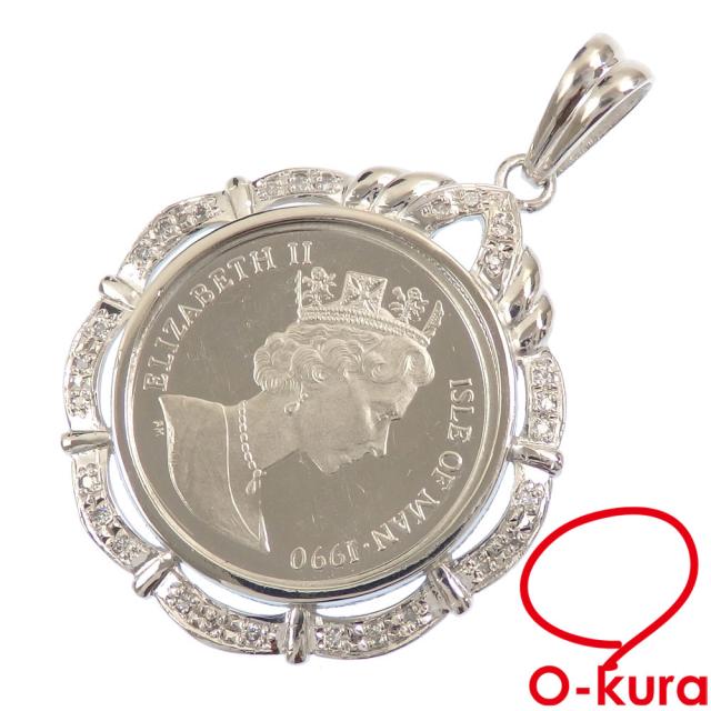 中古 ダイヤモンド付き プラチナコイン ペンダントトップ レディース 