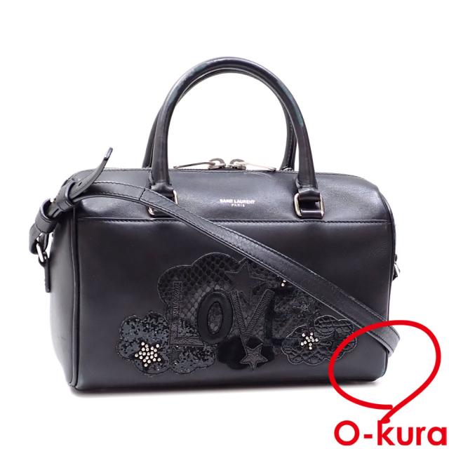 中古 サンローラン ハンドバッグ レディース ブラック 黒 カーフレザー 332423 ショルダー 2WAY 斜め掛け ラブパッチワークの通販は 45,000円
