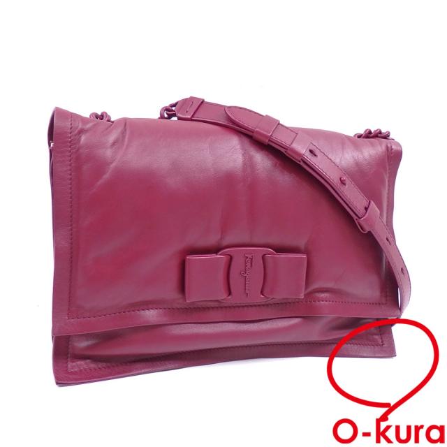 中古 サルヴァトーレフェラガモ VIVA チェーンショルダーバッグ レディース パープル系 レザー 21I287 肩掛け ヴァラリボンの通販は 29,250円