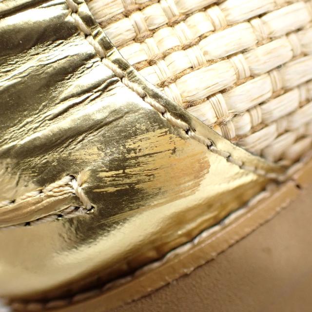 中古 トリーバーチ ローファー レディース ゴールド ベージュ 24.5cm 6 1/2M タッセル ラフィア 古着 アパレル