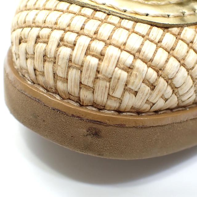 中古 トリーバーチ ローファー レディース ゴールド ベージュ 24.5cm 6 1/2M タッセル ラフィア 古着 アパレル