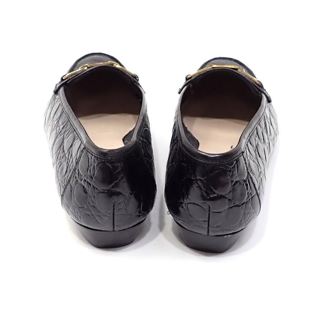 中古 サルヴァトーレフェラガモ パンプス レディース アーモンドトゥ レザー ブラック ゴールド 22.5cm 4 1/2 古着 アパレル