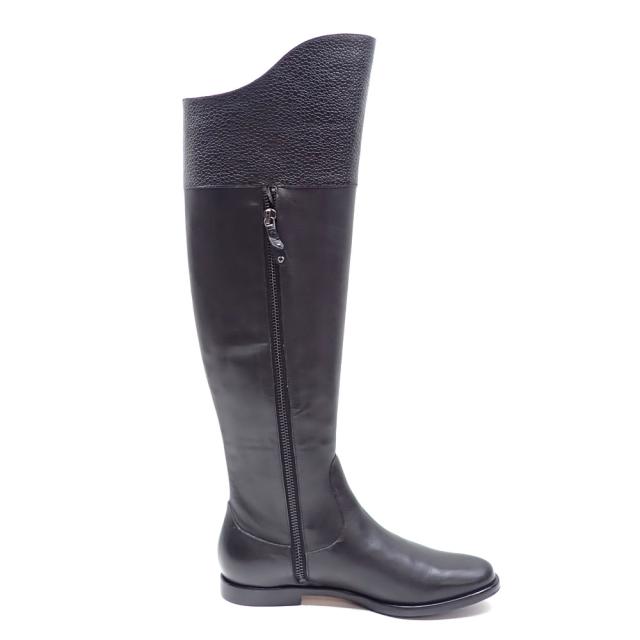 中古 コールハーン ロングブーツ レディース アーモンドトゥ レザー ブラック 23.0cm 5B 古着 アパレル