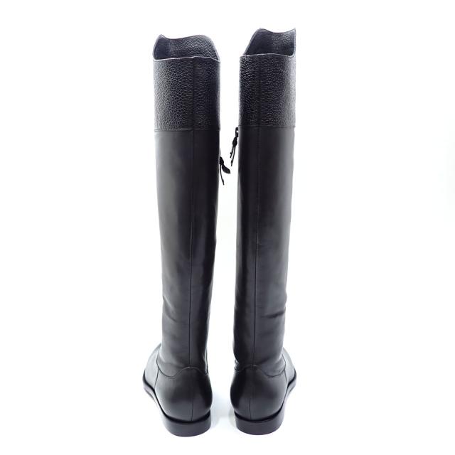 中古 コールハーン ロングブーツ レディース アーモンドトゥ レザー ブラック 23.0cm 5B 古着 アパレル