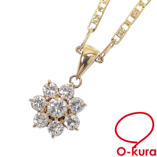 中古 ダイヤモンド ネックレス レディース K18YG 0.63ct/0.18ct 5.5g 18金 イエローゴールドの通販は 54,000円