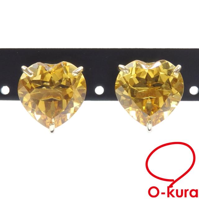 中古 シトリン ハートシェイプ ピアス レディース K18YG 5.00ct/5.00ct 5.5g 18金 イエローゴールドの通販は