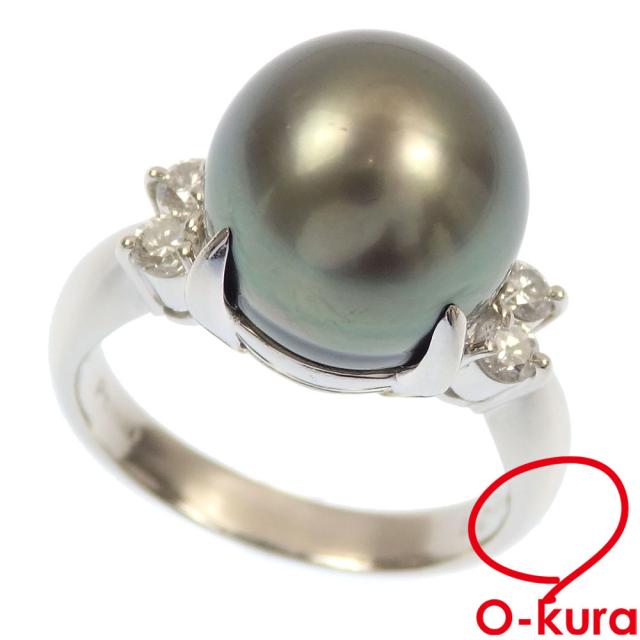中古 ブラックパール ダイヤモンド リング レディース Pt900 14.5号 11.0mm D0.23ct 10.0g プラチナ 指輪の通販は
