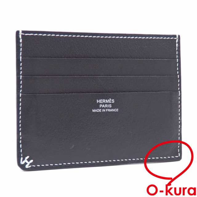 中古 エルメス Hセリエ カードケース ノワール ブラック 黒