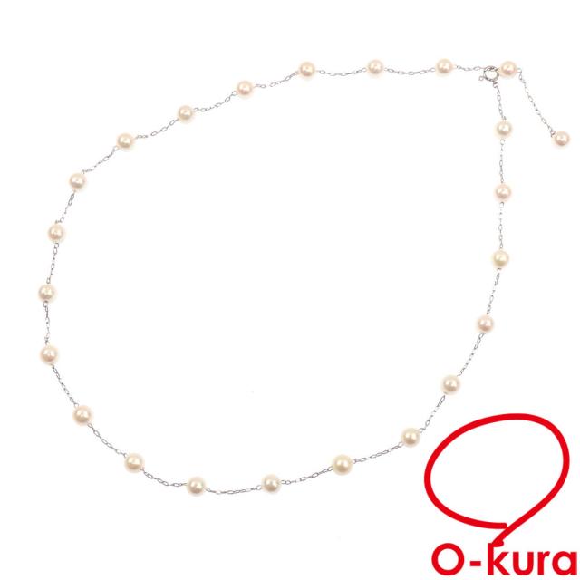 中古 パール ネックレス レディース Pt850 6.7mm 12.3g プラチナ 真珠の通販は 44,200円